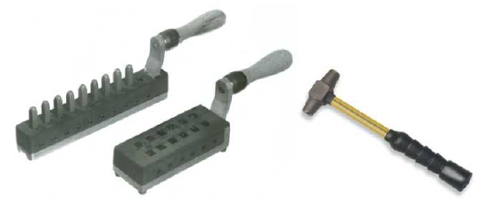 plate marking holders and hammer