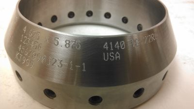 dot peen marking angled part with rotary